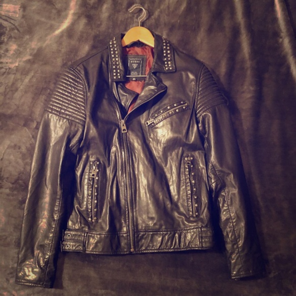 Guess Sherwood Studded Leather Jacket